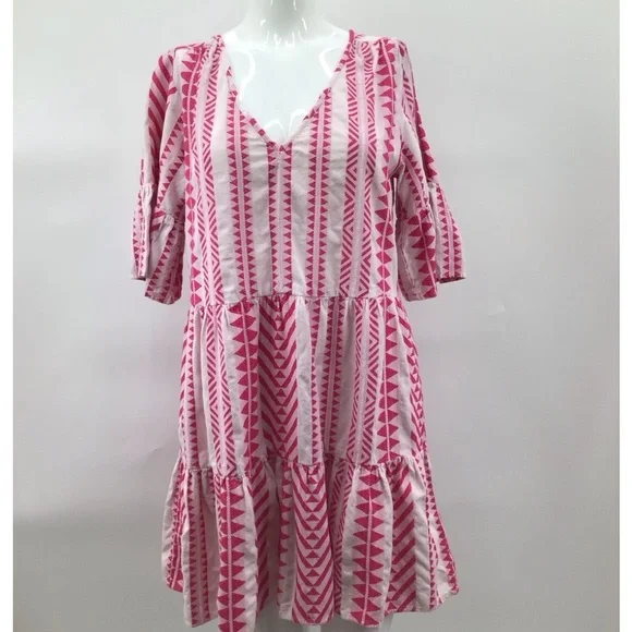 Velvet by Graham & Spencer Madelina Pink and white Mini Dress - Picture 2 of 13